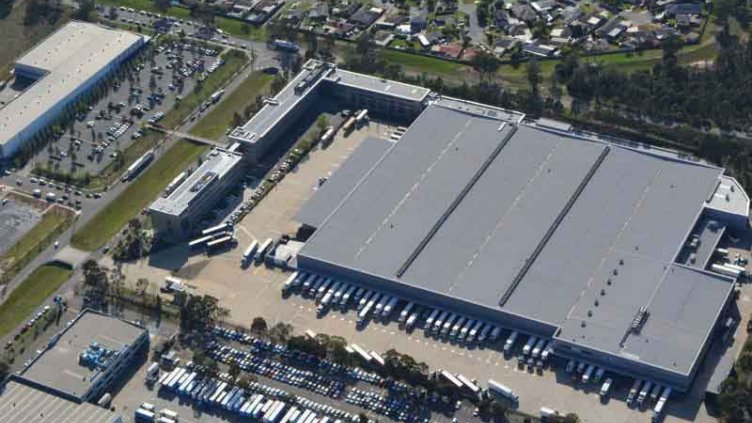 Aerial view of warehouses