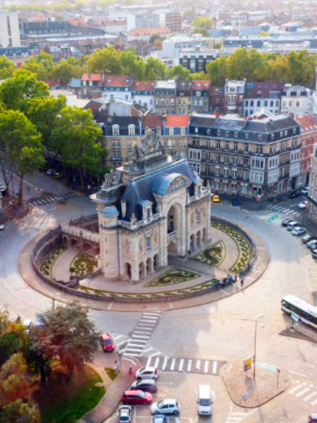 Vue en hauteur d'un quartier de Lille