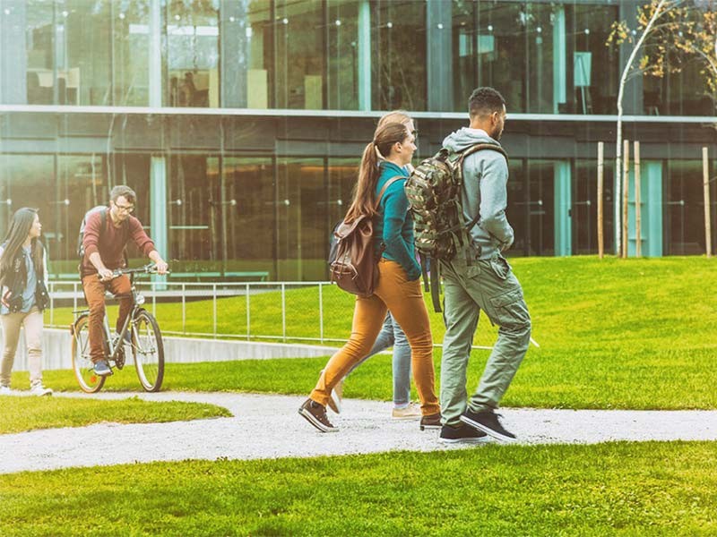 People walking inside the campus