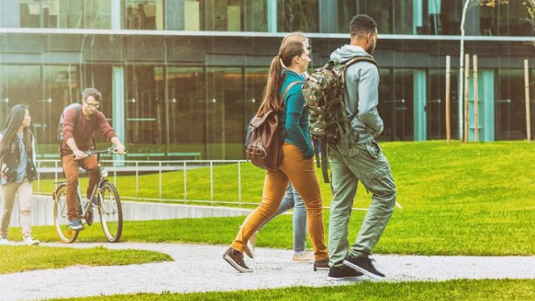 People walking inside the campus