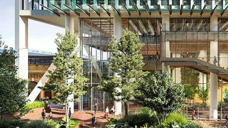 Glass Building with greenery garden